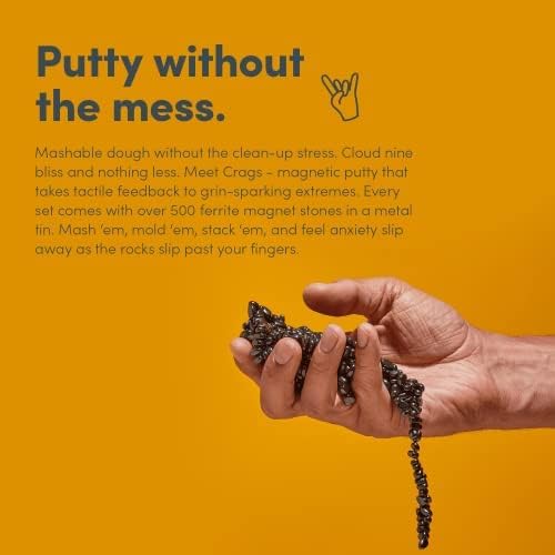 Speks Crags Ferrite Putty | Over 1,000 Smooth Ferrite Stones in a Metal Tin | Fun Quiet Fidget Toys for Adults and ADHD Desk Toys for Office | White, Large