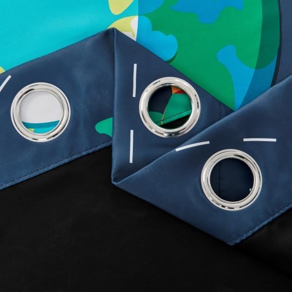 Kids Space Themed Blackout Curtains - 100% Blackout, Perfect for Bedroom and Nursery with Vibrant Cosmos Patterns, Noise Reduction, Thermal Insulated, 2 Panels (Space, W42×L84)