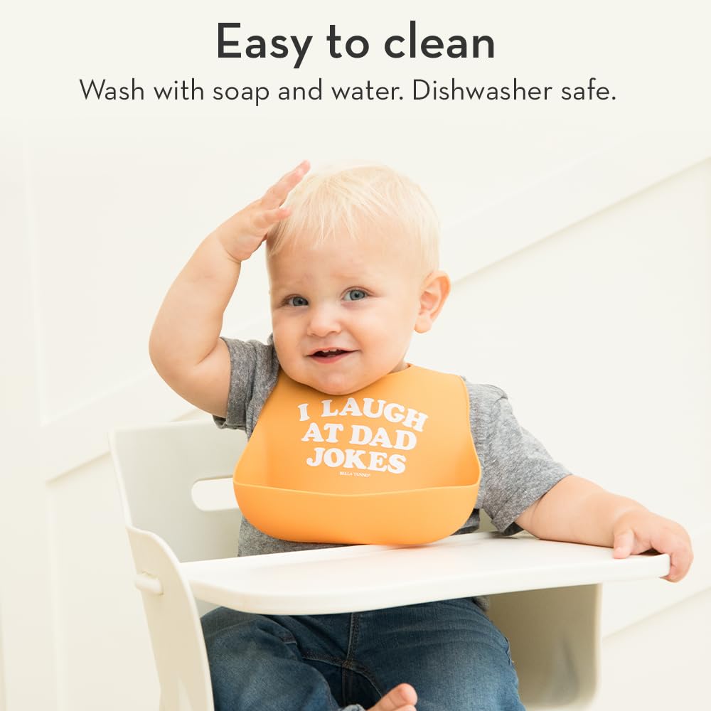 Baby Bib for Eating by Bella Tunno, Set of 2 Waterproof Silicone Bibs with Large Food Catcher, Adjustable Fit for Babies 4-12 months & Toddlers 1-3 Years, Boys & Girls, Food Critic & First Bite