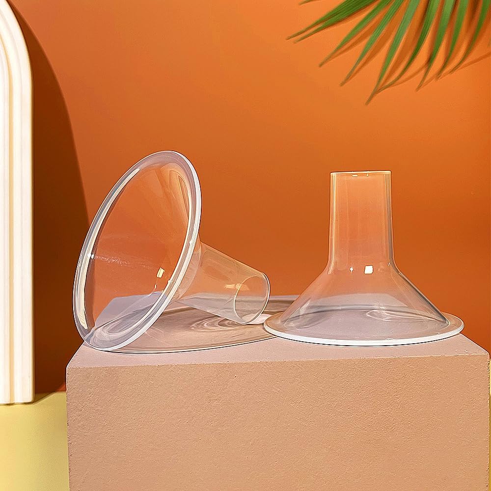 PumpMom 24mm Breast shields for Medela Breast Pump parts, Replace Flange compatible with Medela Accessories, Not Original PersonalFit Flex Breast Shield, Not Original Freestyle Pump Parts, 2pcs (24mm)