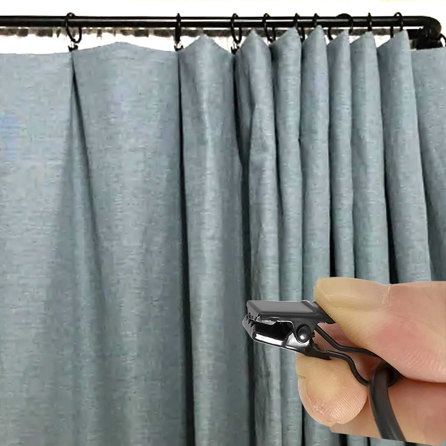 100 Pack Black Curtain Rings with Clips, Curtain Hooks Hangers Clip Rings for Hanging Drapes Bows Hat, Drapery Rings 1.5 in I D, Fits up to 1.2 in Diameter Curtain Rod.