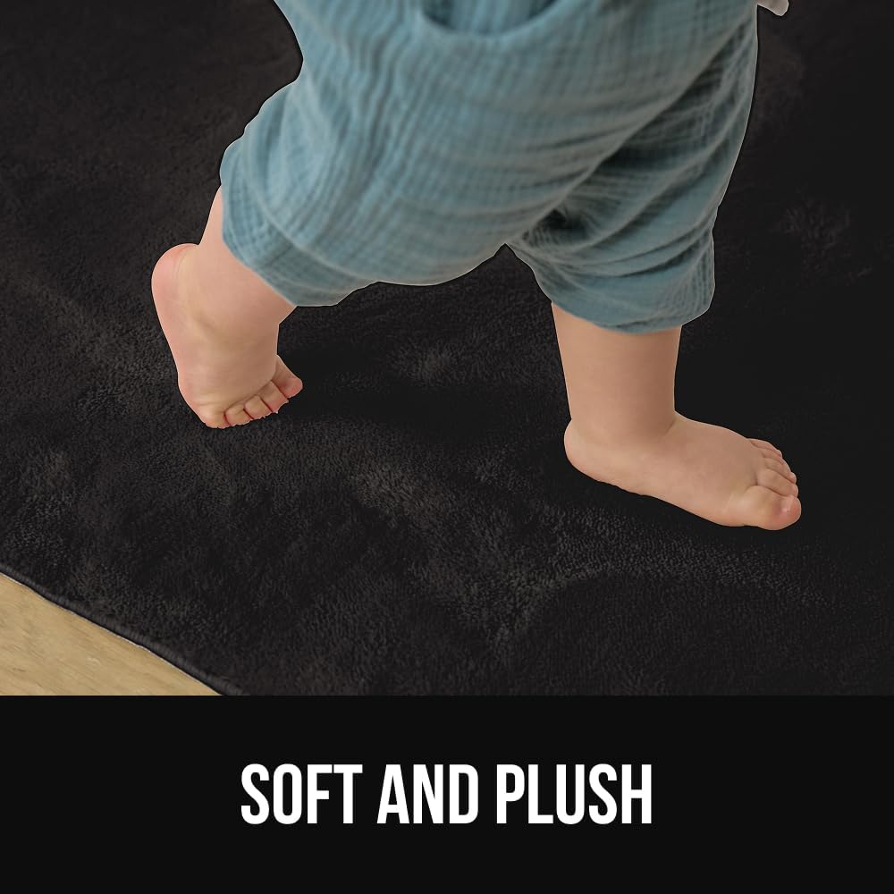 GORILLA GRIP Ultra Soft Washable Area Rug, Stain and Slip Resistant Plush Thick Carpet for Bedroom Living Room, No Shed Floor Rugs, Pet Friendly, Dorm Essentials, Kids Nursery Home Decor, 3x5, Black