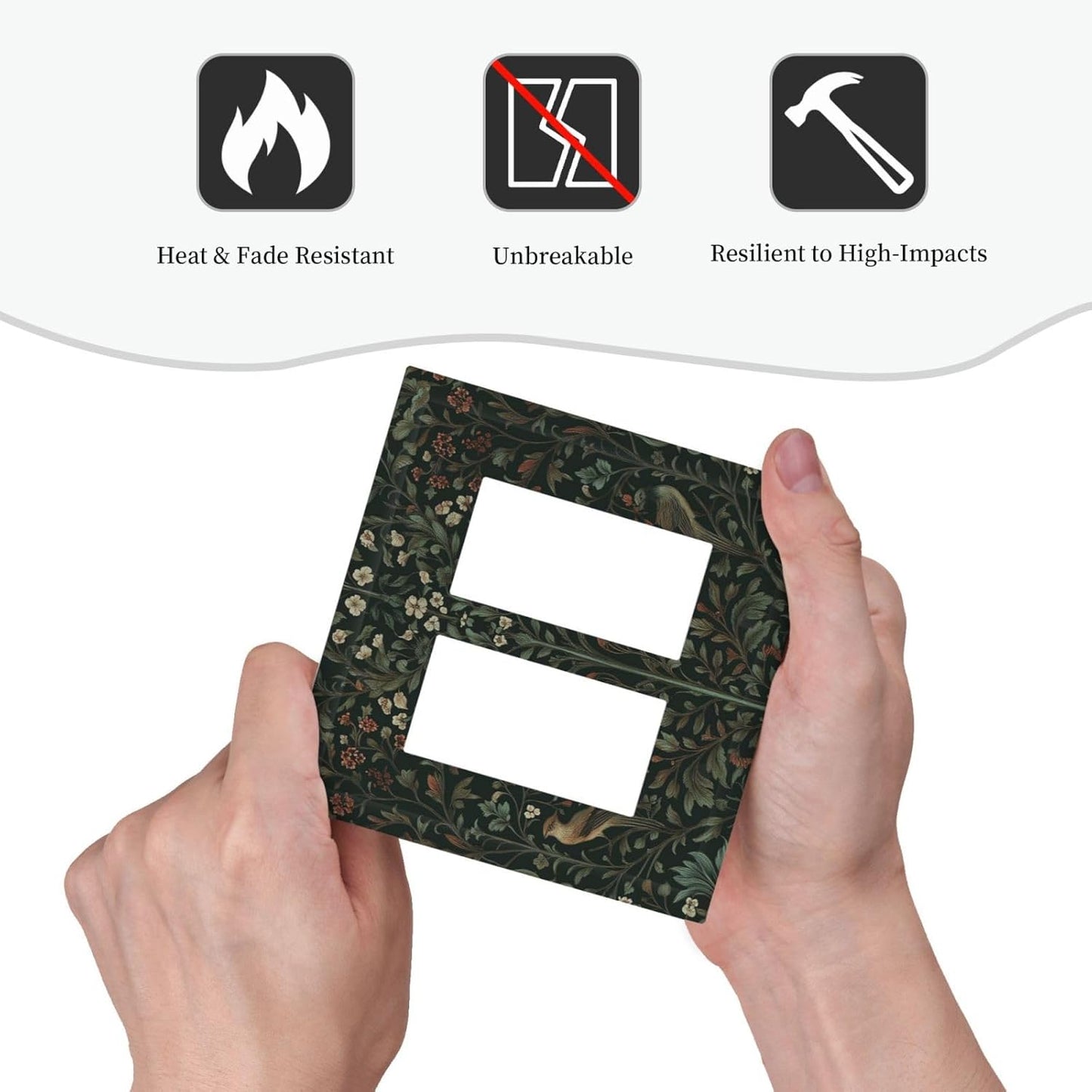 Decorative Outlet Covers Vintage Morris Colorful Flower Green Leaf 2 Gang Double Gfci Rocker Electrical Wall Panels Light Switch Cover Plate For Bed Room Living Room Decor