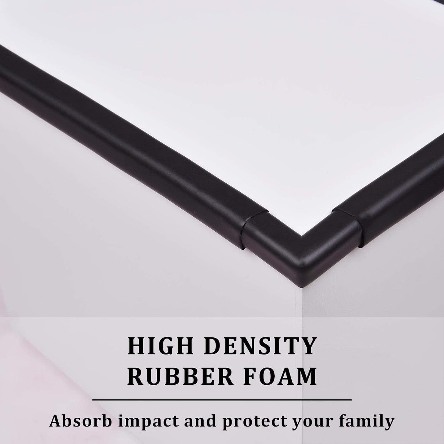 Baby Proofing Edge and Corner Guards, Safety Furniture Bumper with 3M Double-Sided Tape,16.40ft Edge + 4 Pre-Taped Corners Baby Corner Protector for Fireplace, Table, Stair, Cabinet(Black)