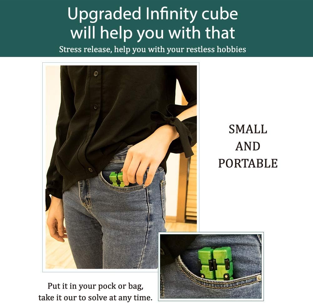 QIYI Little Golden Elephant Upgraded Infinity Cube Fidget Toy,Cool Mini Gadget Best for Stress and Anxiety Relief and Kill Time, Special Designed Texture Artistic and Fashion(Emerald Green)