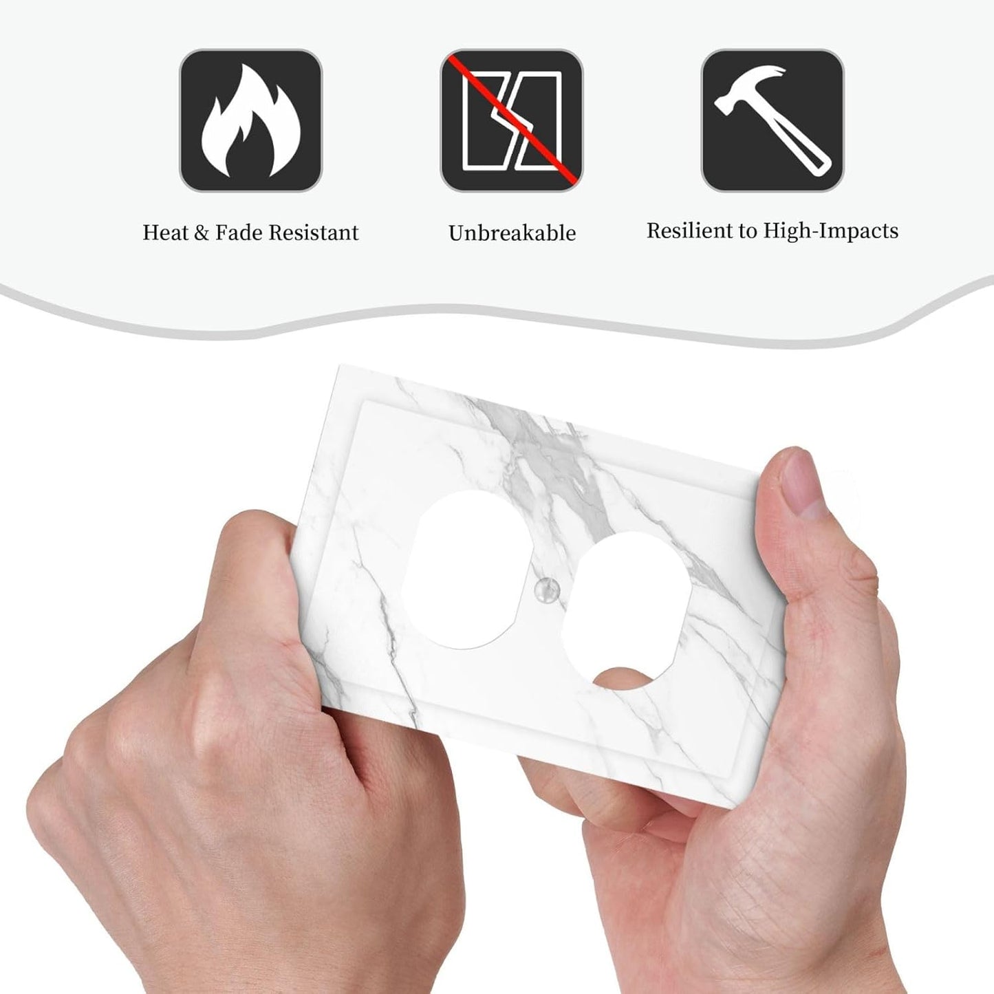 Outlet Covers Modern White Gray Marble 1 Gang Duplex Wall Plate Decorative Switch Plates Electrical Receptacle Faceplate Light Switch Cover for living Room Bathroom Decor