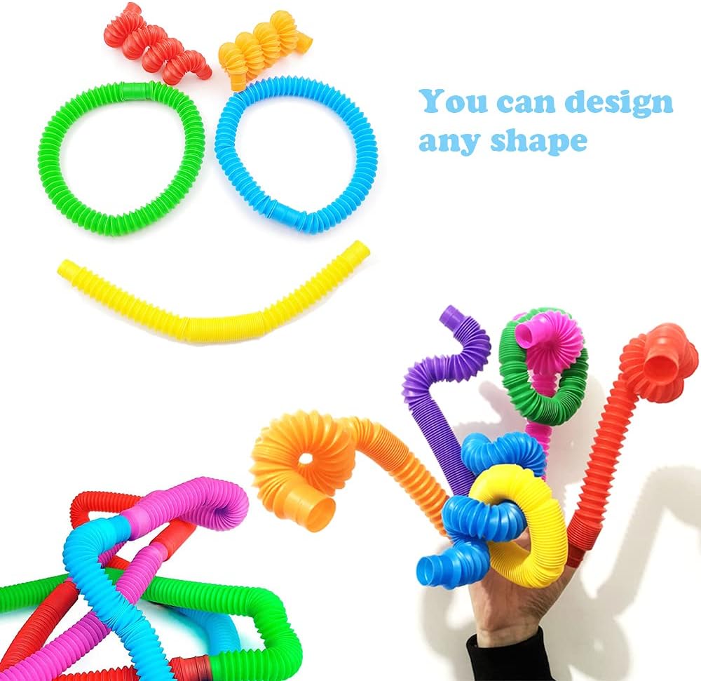 Pop Tubes, 14Pack Pop Tube Fidget Toys for Kids and Sensory Toys for Children and Adult, Fidget Tubes for Stress and Anxiety Relief, Learning Toys for Toddlers