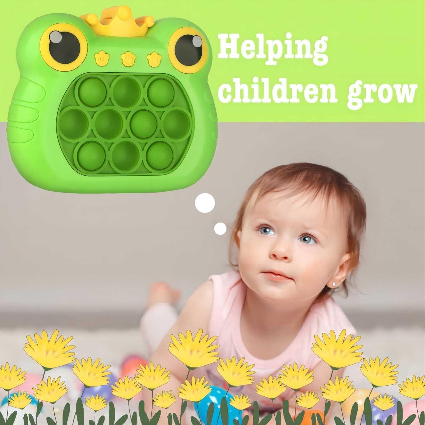 Pop Fidget Toys Handheld Game for Teens, Push Bubble Light up Puzzle Game Machine & Best Gifts for Kids, Quick Push Games Educational Sensory Toys, Stress Relief Party Favors Toy Age 3-12⌠(Frog-G)