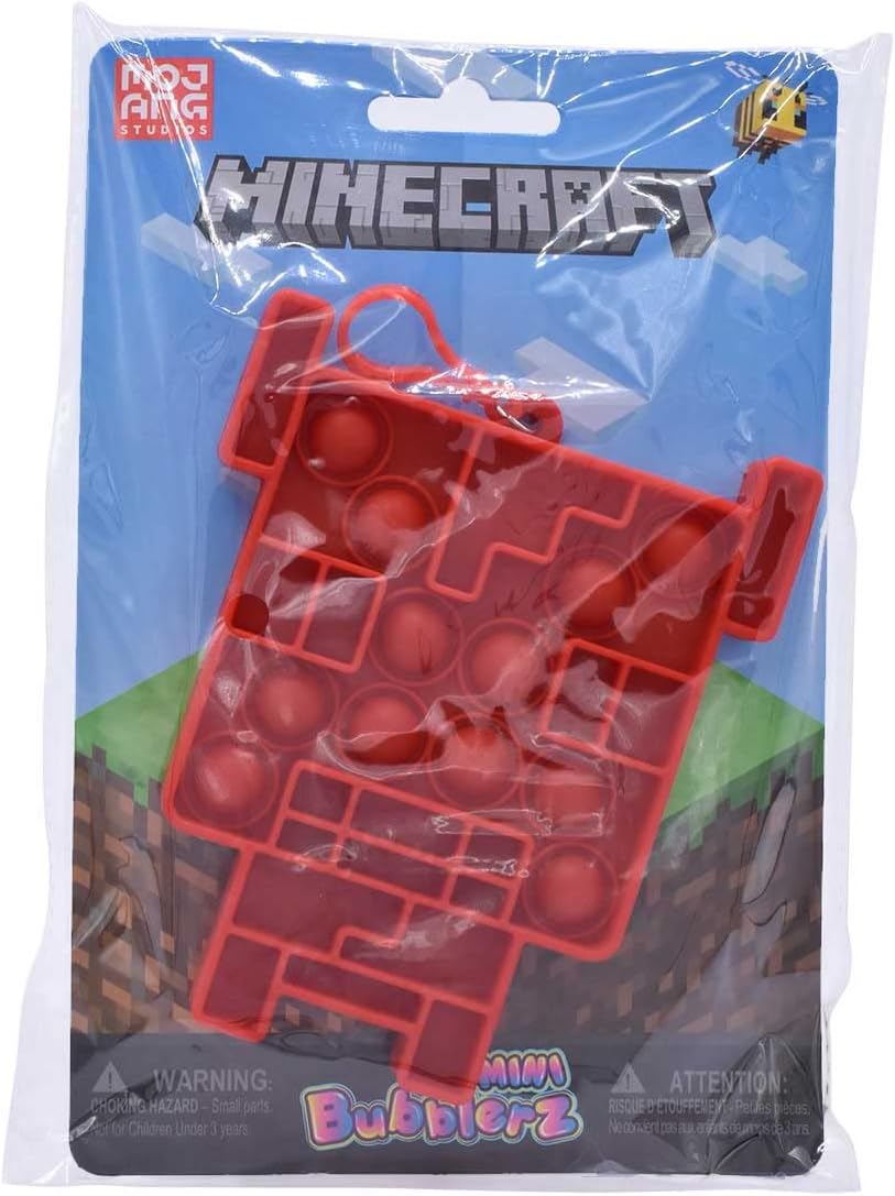 Minecraft Mini Bubblerz Fidget Bubble Popper Backpack Hanger (Creeper, Cow, Steve, Alex)