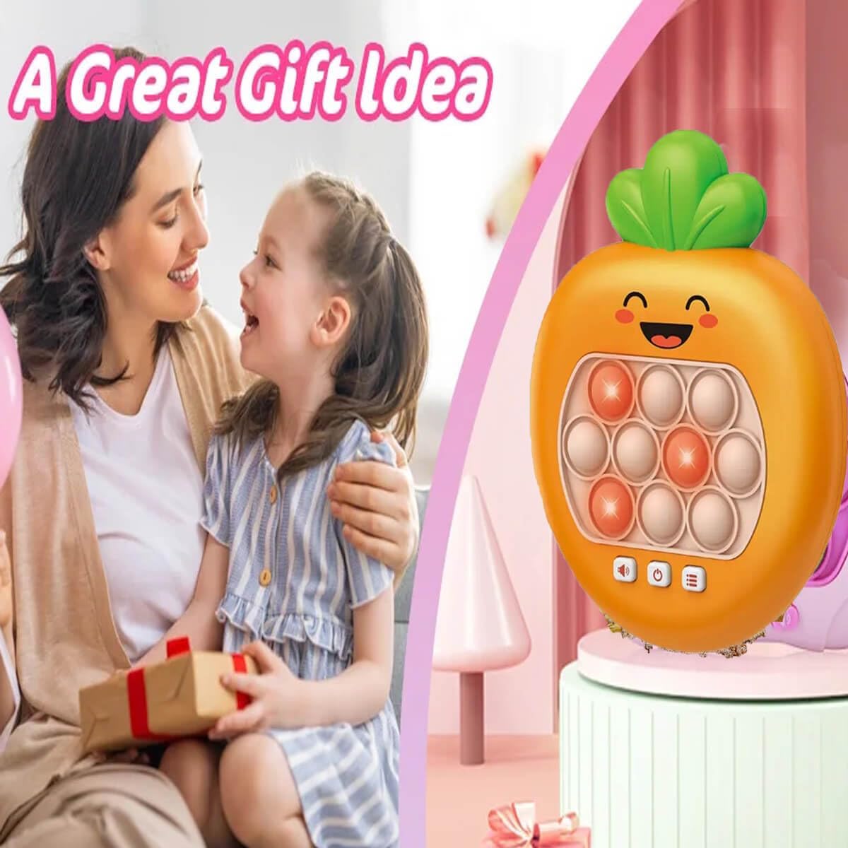 Quick Push Game Console,Pop Fidget Toys ,A Toy Game Machine That Exercises Reaction Ability and Improves Concentration | Gift Idea for Kids & Teens Boys & Girls(Carrot)