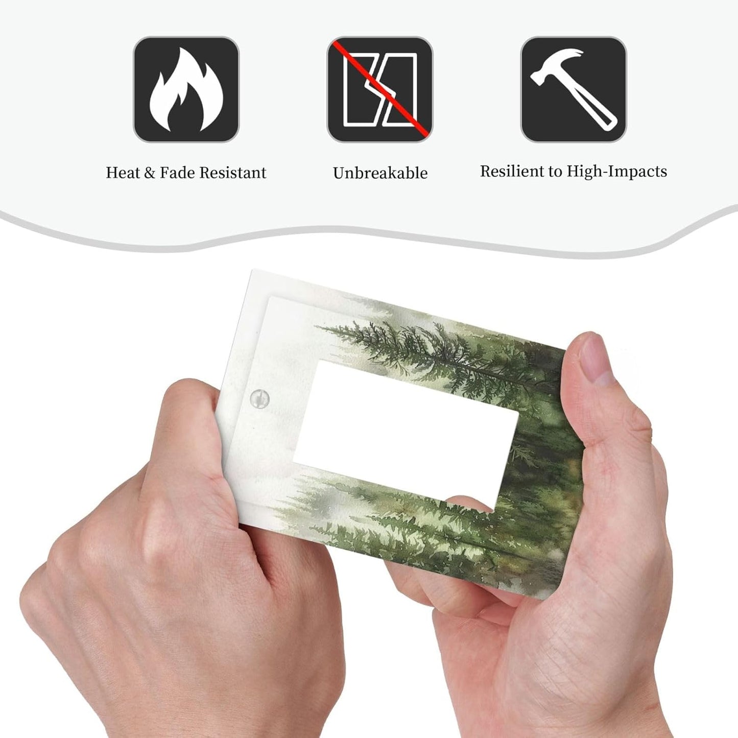 Decorative Outlet Covers Green Forest Watercolor Painting Foggy Pine 1 Gang Single Rocker Light Switch Cover Plate Wall Plates GFCI Faceplate for Bedroom living Room Decor