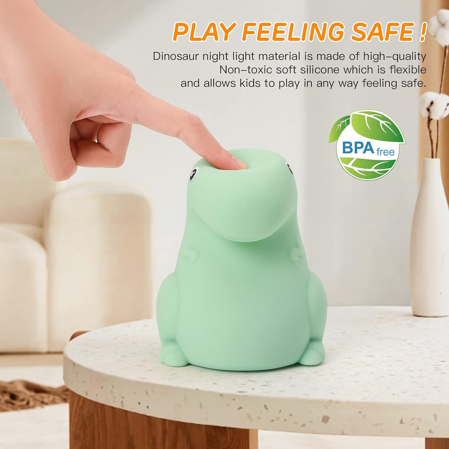 LED Dinosaur Night Light for Kids, Touch Sensor Silicone 7 Colors Room Decor for Boys Girls, Rechargeable Nursery Baby Nightlight Dinosaurs Lamp, Cute Bedside Lamp Funny Gifts