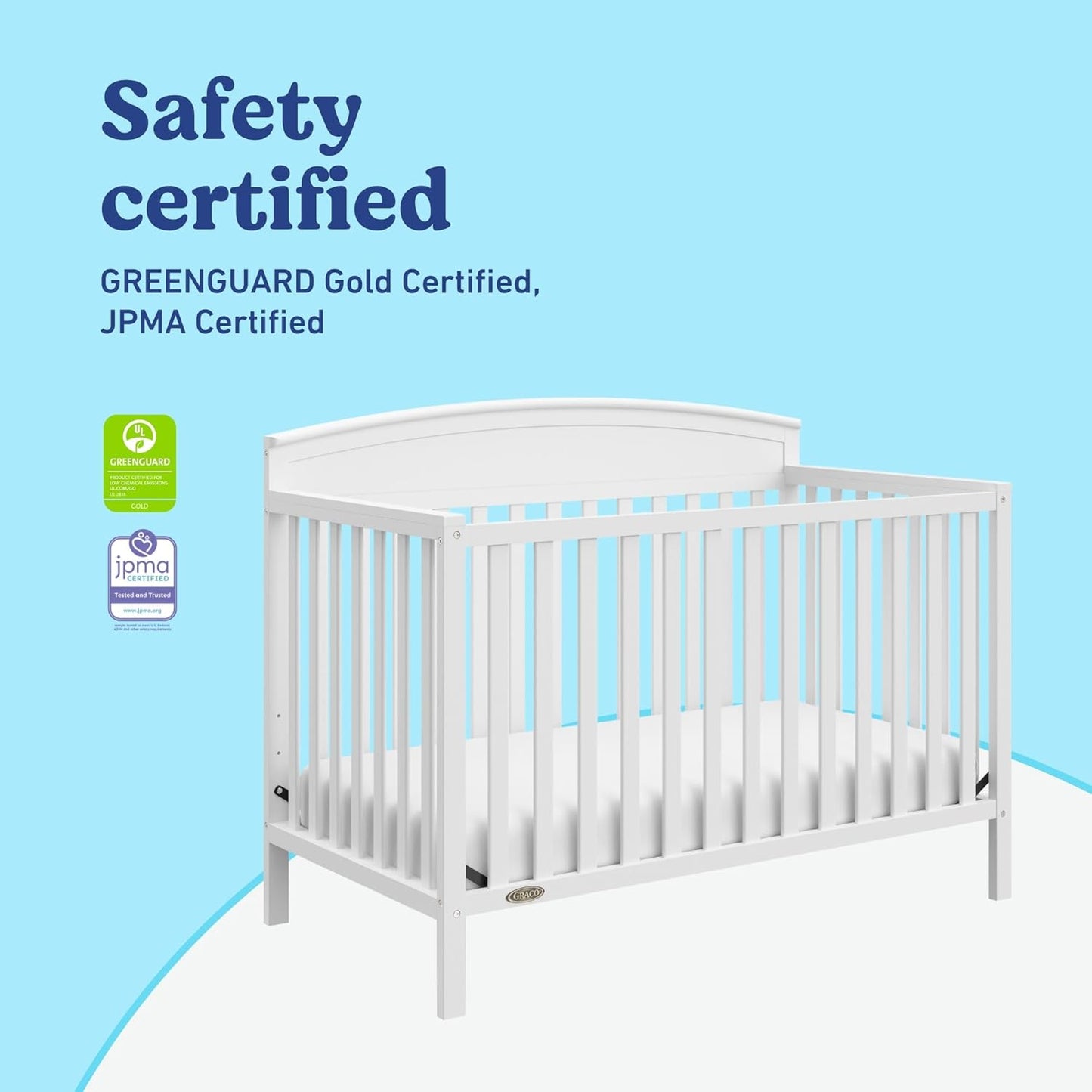 Graco Benton 5-in-1 Convertible Crib (White) – GREENGUARD Gold Certified, Converts from Baby Crib to Toddler Bed, Daybed and Full-Size Bed, Fits Standard Full-Size Crib Mattress