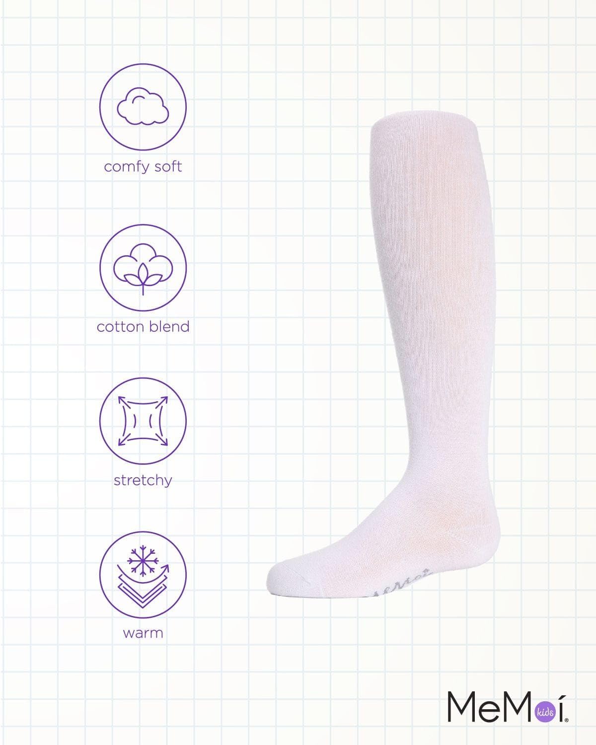 MeMoi Soft Pima Cotton Tights for Girls, Soft and Lightweight Opaque Tights for girls - Sizes 8 to 16