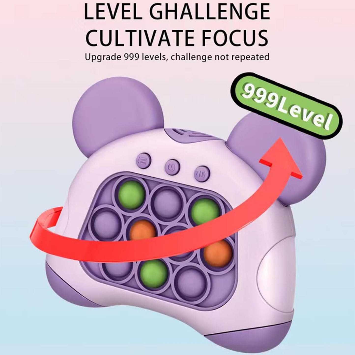 Fast Push Bubble Game for Kids & Adults, Quick Push Pop Toys with Sound & Light, Pop Sensory Fidget Toy for Kids 8-12, Brithday for 5 6 7 8 9 & Up Boys Girls (Panda-White)