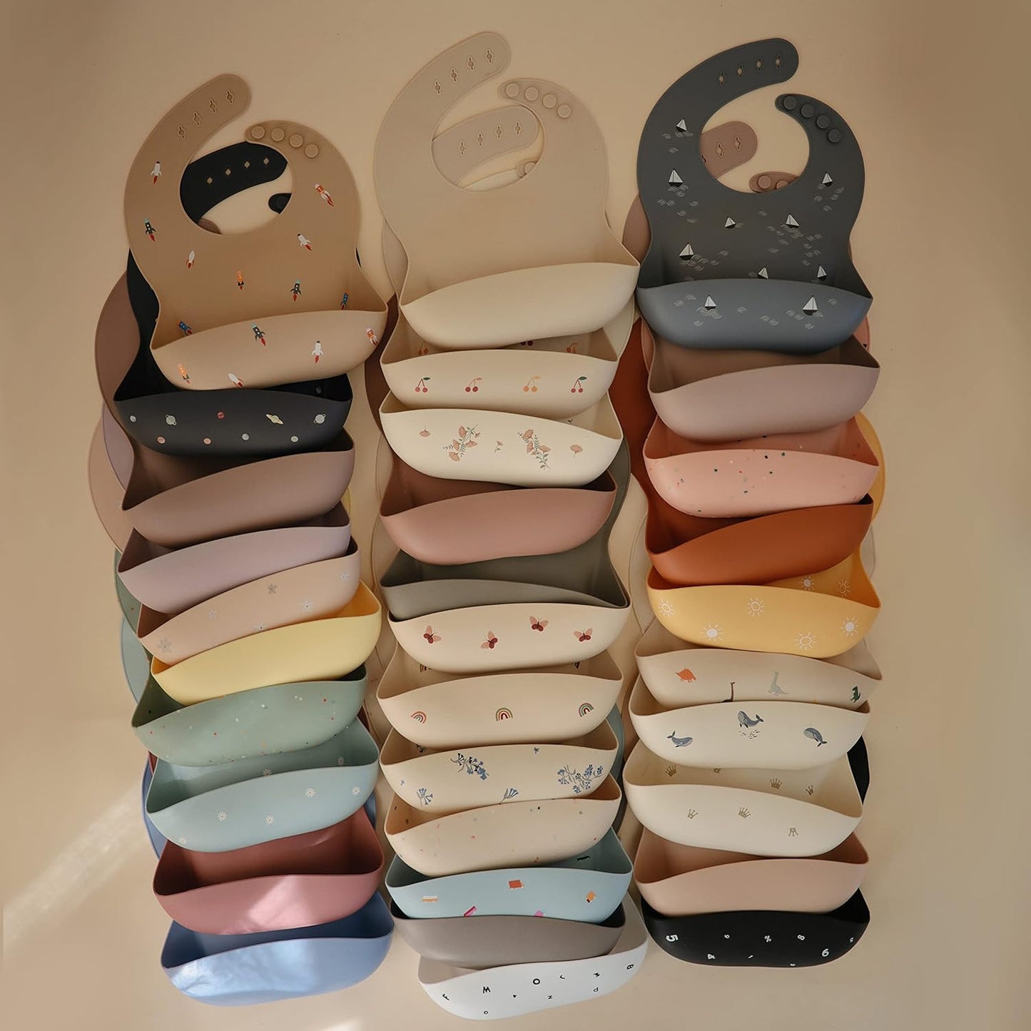 mushie Silicone Baby Bib | Adjustable Fit Waterproof Bibs (Butterflies)