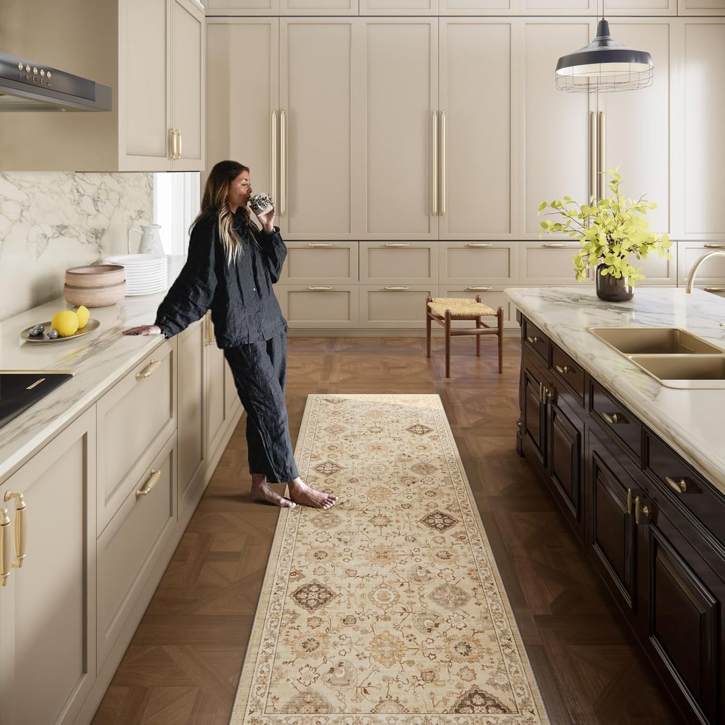 Machine Washable Hallway Runner Rug: 2'x6' Kitchen Rugs Stain Resistant Non Slip Low Pile Soft Carpet Runners for Hallways Indoor Entryway Kitchen Beside Bedroom Bathroom Farmhouse