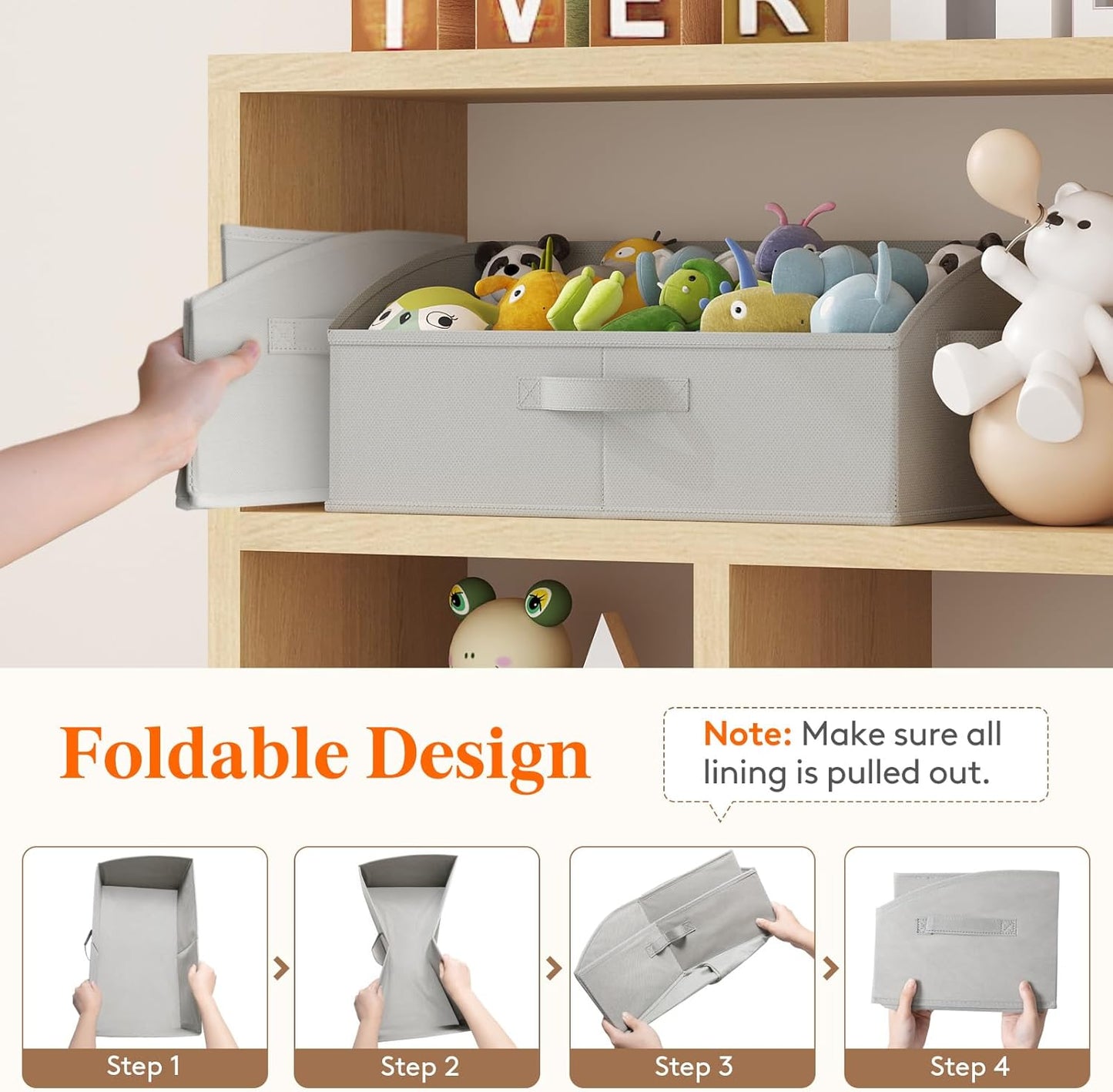 Lifewit Storage Baskets for Shelves, 6 Packs Non-woven Fabric Trapezoid Closet Organizer Bins with Handles, Foldable Clothing Containers Box for Clothes, Toy, Towel, Book, DVD, Hats, Large-Light Grey