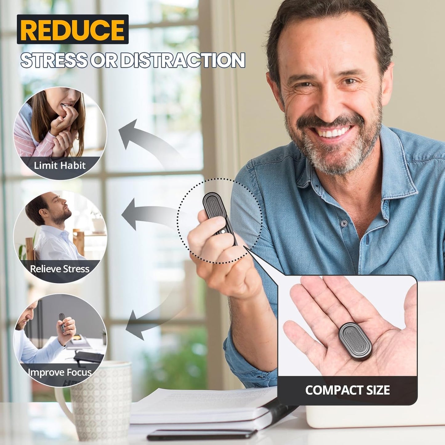 Fidget Slider, Metal Fidget Toy, 3-layer Magnetic Push Card & Clicker, ADHD Fidget Toys Adults, EDC Fidget Toy for Anxiety and Stress, Cool Office Gadgets for Men, Magnet Desk Fidgets for Teens