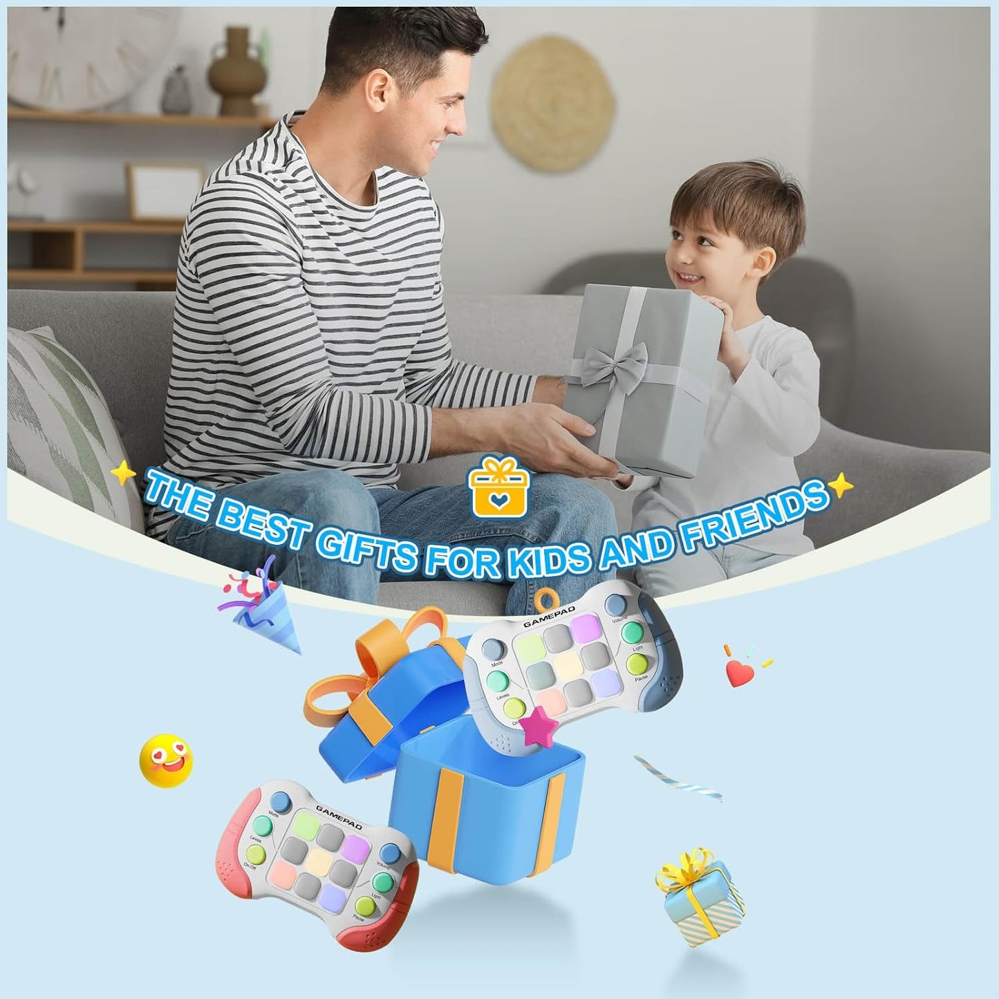 Fast Push Game Fidget Toys, Upgraded Flashing Quick Press Games Pro for Kids, Quick Push Light Up Fidget Game Controller Handheld Console Gamepad Toy for Boys Girls Teens