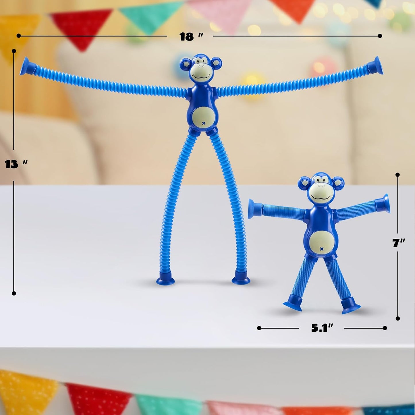 JOYIN Pop Tubes Monkey Toys for Kids, 4 Pcs Sensory Toys for Year Old Ages 3 4 5 6 7 8 9 10 Fidget Toys Birthday Gift for Toddler Boys Girls Adults Travel Toys Stocking Stuffers Party Favors