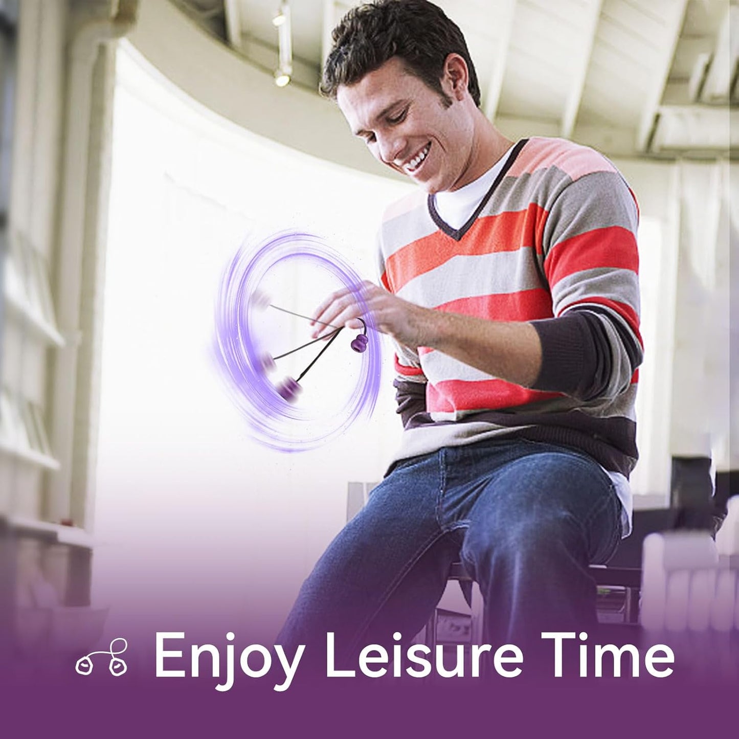 Fidget Beads - Worry Fidget Beads Spin & Bump - Made of Aluminum Alloy - for Men Women Youngs Skill Players Creates a Bit of Magic for You (Cala-Purple)