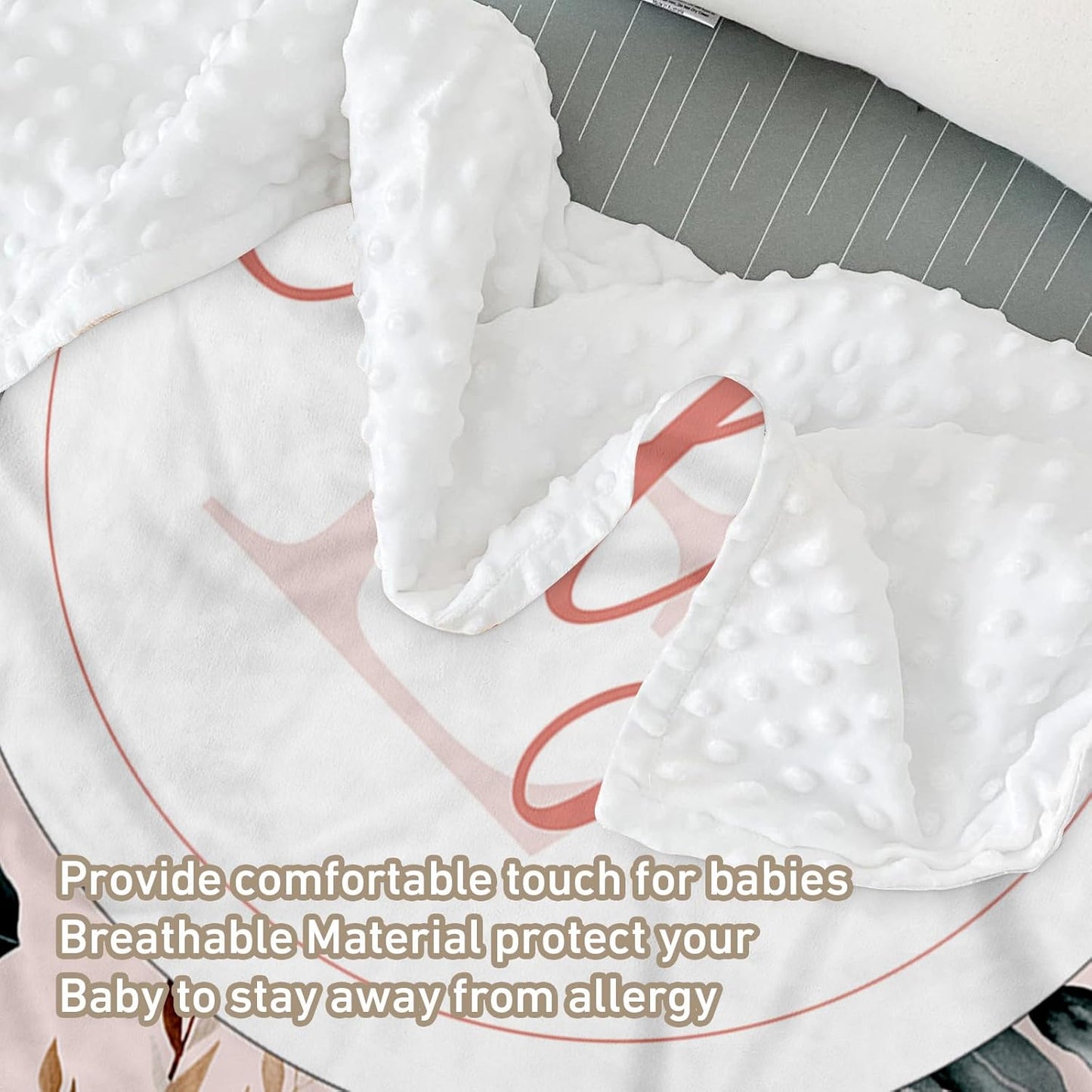 Custom Name Crib Bedding Set - Bohemian Flowers Design, Personalized Baby Nursery Bedding 3-Piece Set– Soft Blanket, Fitted Sheet, Changing Pad Cover – for Newborns Girls Nursery Gifts