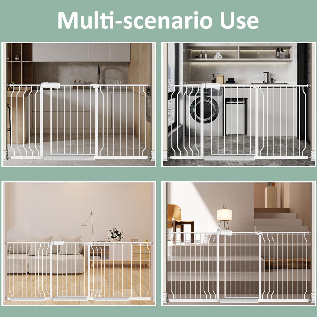 TSAYAWA Extra Wide Baby Safety Gate 29.6-33.8Inch Auto Close Child Gates, Pressure Mounted Gate for Stairs & Doorways, Indoor/Outdoor Heavy-Duty Pet Gate for Toddlers, Dogs, White