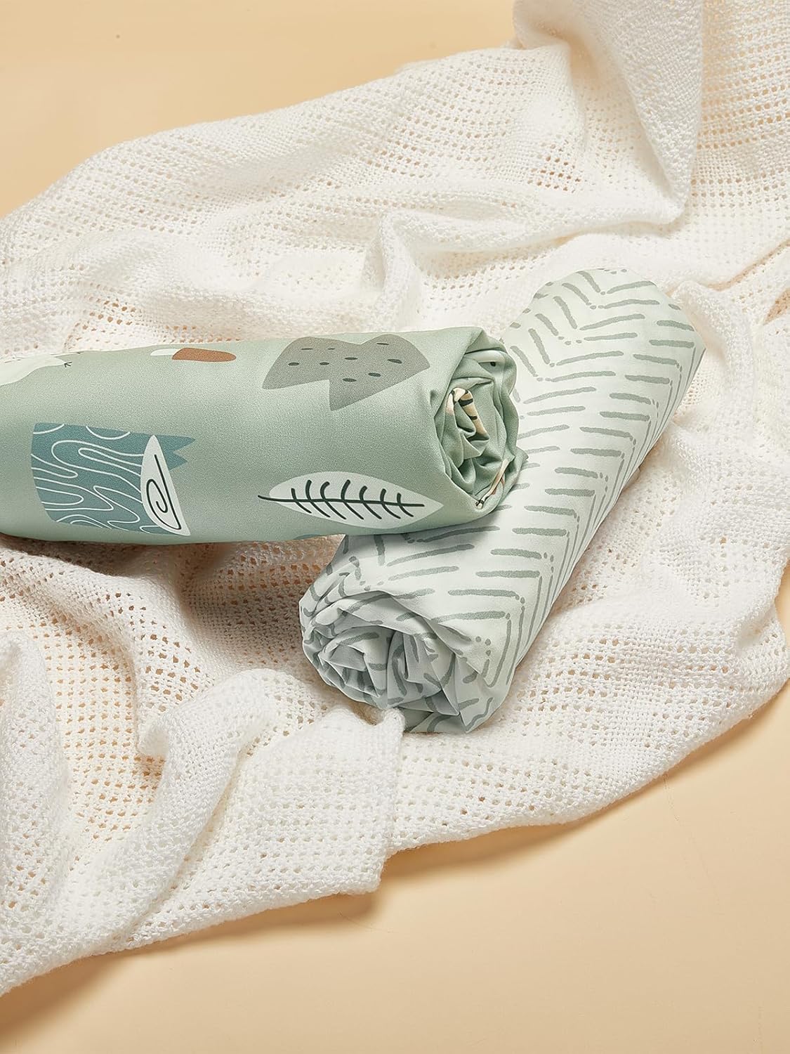 TILLYOU Baby Crib Sheets for Boys Girls, Super Soft Toddler Bed Sheets, 2 Pack Sheets for Standard Crib Mattress 28x52in, Jungle Walk and White Stripes