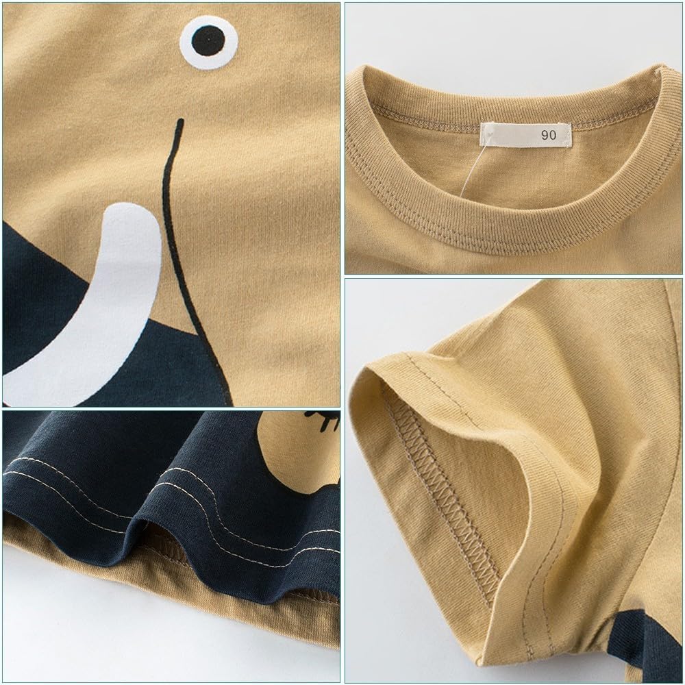 Boys' 4-Pack Excavator Short Sleeve Crewneck T-Shirts Top Tee Size 2-7 Years Toddler Boys' Value Pack Cotton T-Shirt