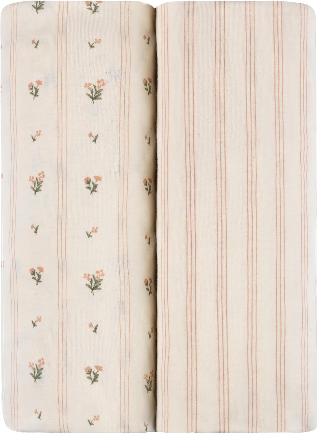 Ely's & Co. Crib Sheets, Baby Girl Fitted Crib Mattress Sheet Set, 2 Pack, 100% Jersey Knit Cotton, Infant and Toddler Nursery Bedding, 28” x 52” Pink Linear Floral Collection