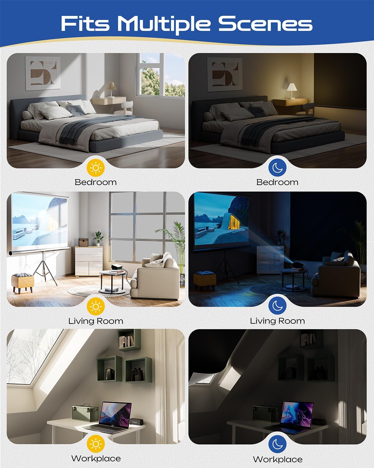 24" W x 48" L 100% Portable Blackout Curtains, Total Darkness No-Drill Black Out Window Cover,Temporary Blackout Shades with Hook & Loop Tape, for Bedroom, Nursery, Dorm, Travel (Black)