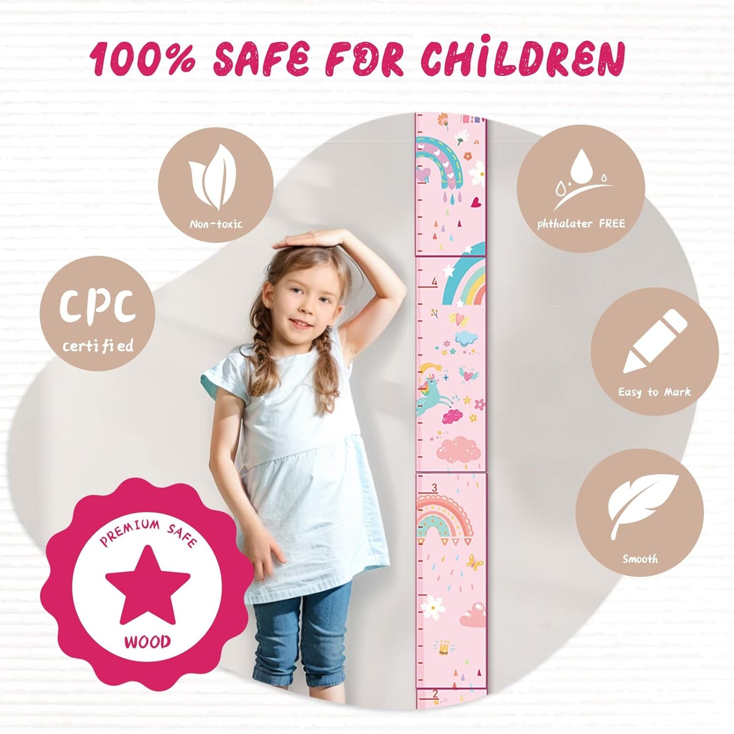 Personalized Name Growth Chart for Kids, Unicorn Wooden Wall Decor Growth Chart, Wall Decor for Kids Room, Wooden Growth Chart for Wall and Nursery Medical Office Toddler Playroom
