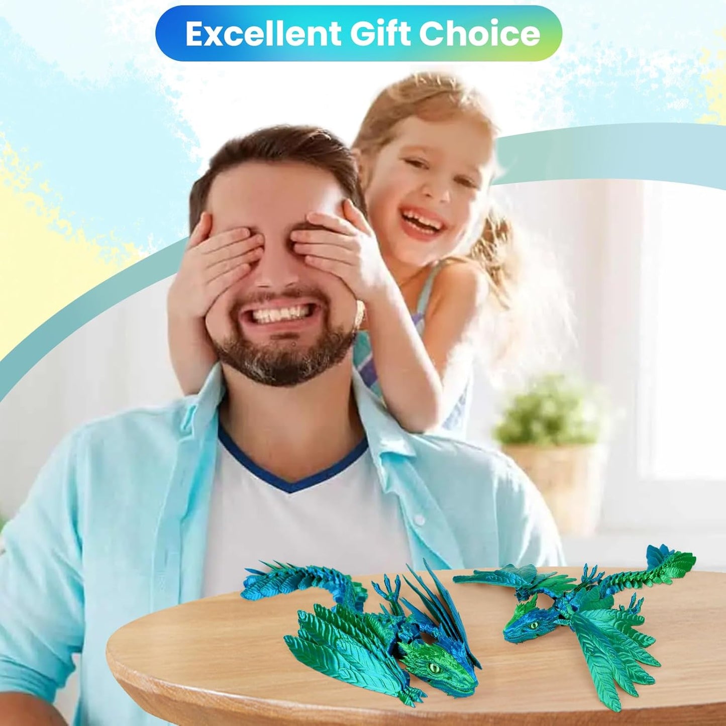 3D Printed Dragon with Wings, Feathered Wyvern Dragon,Full Articulated Crystal Dragon Fidget,Realistic Large Pet Dragon, Flexible Shoulder Dragon Stuff, 3D Printed Animals Toy.