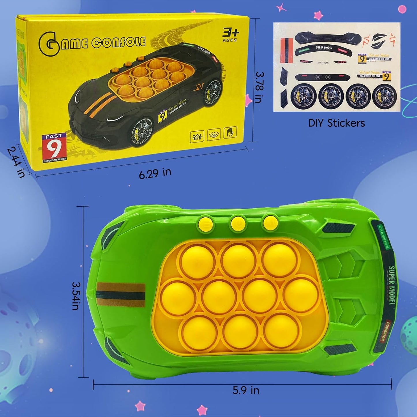 Quick Push Game Toys for Kids, Pop Fidget Toys Handheld Game for Children, Pop Fidget Sensory Toys, Push Bubble Light up Puzzle Game for Autistic Children,Gifts for Boy and Girl 3-12 (Green)