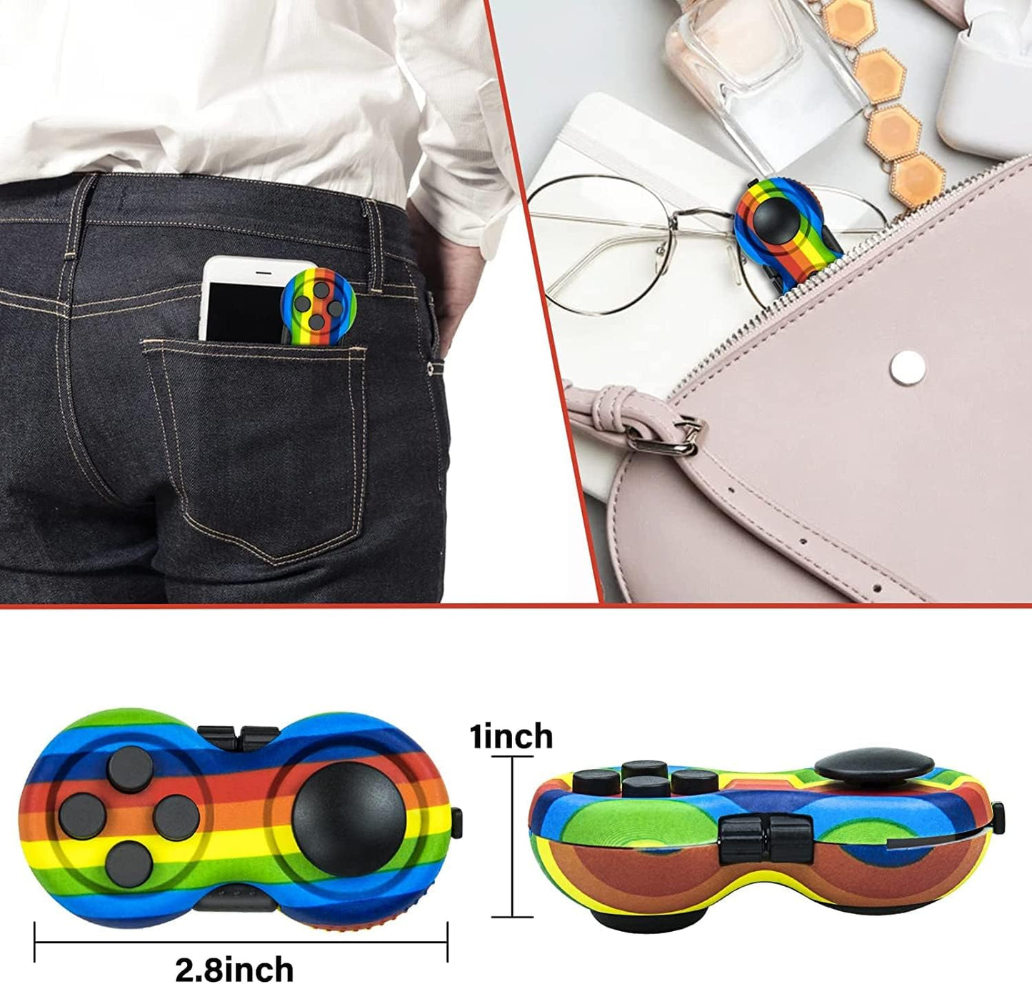 WTYCD Original Fidget Toy Game, Rubberized Classical Controller Fidget Concentration Toy with 8-Fidget Functions and Lanyard - Excellent for Relieving Stress and Anxiety