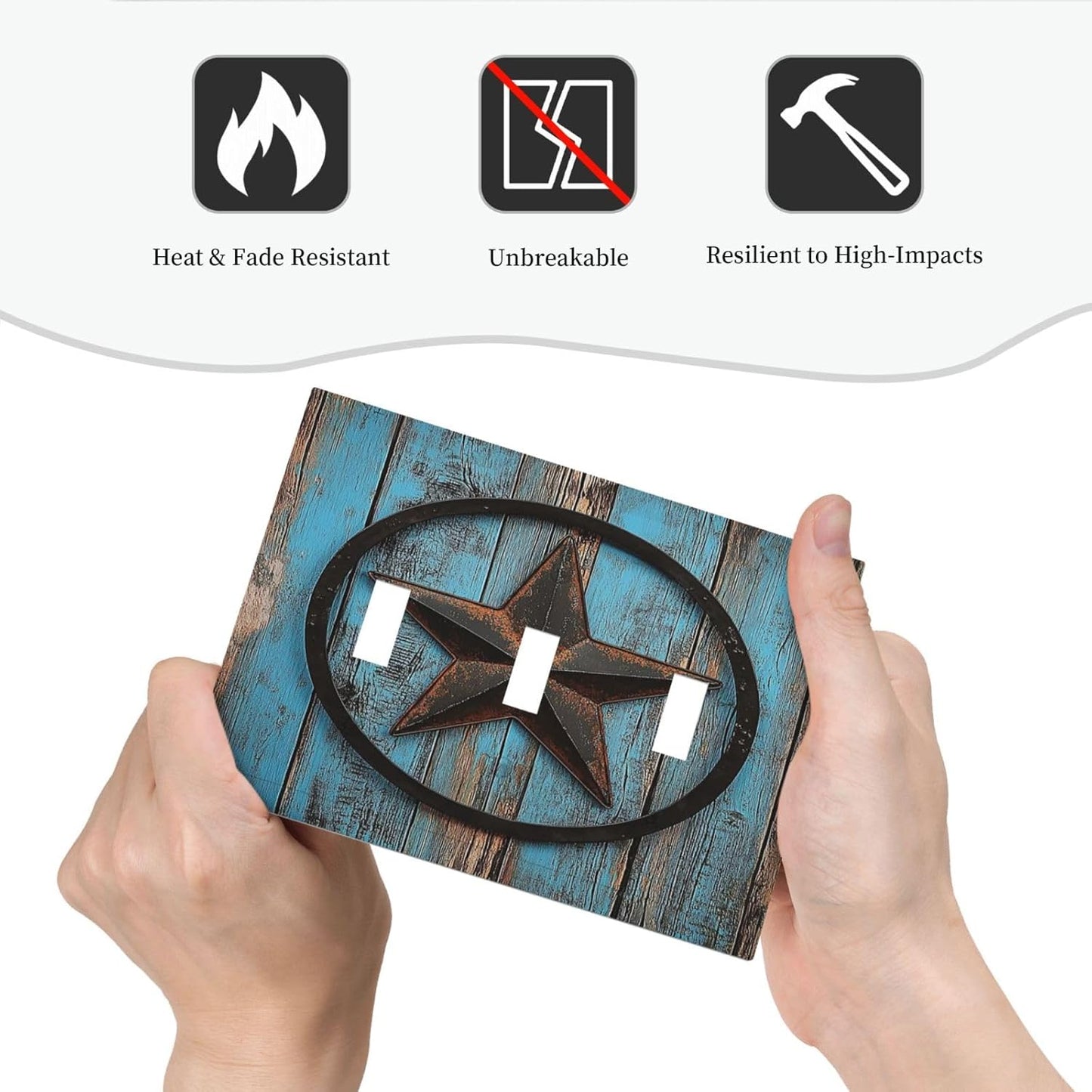 Decorative Switch Plates Rustic Wood Country Barn Texas Star On Teal 3 Gang Wall Plate Triple Toggle Light Switch Cover Faceplate Electrical Wall Panels For Farmhouse Cabin Decor
