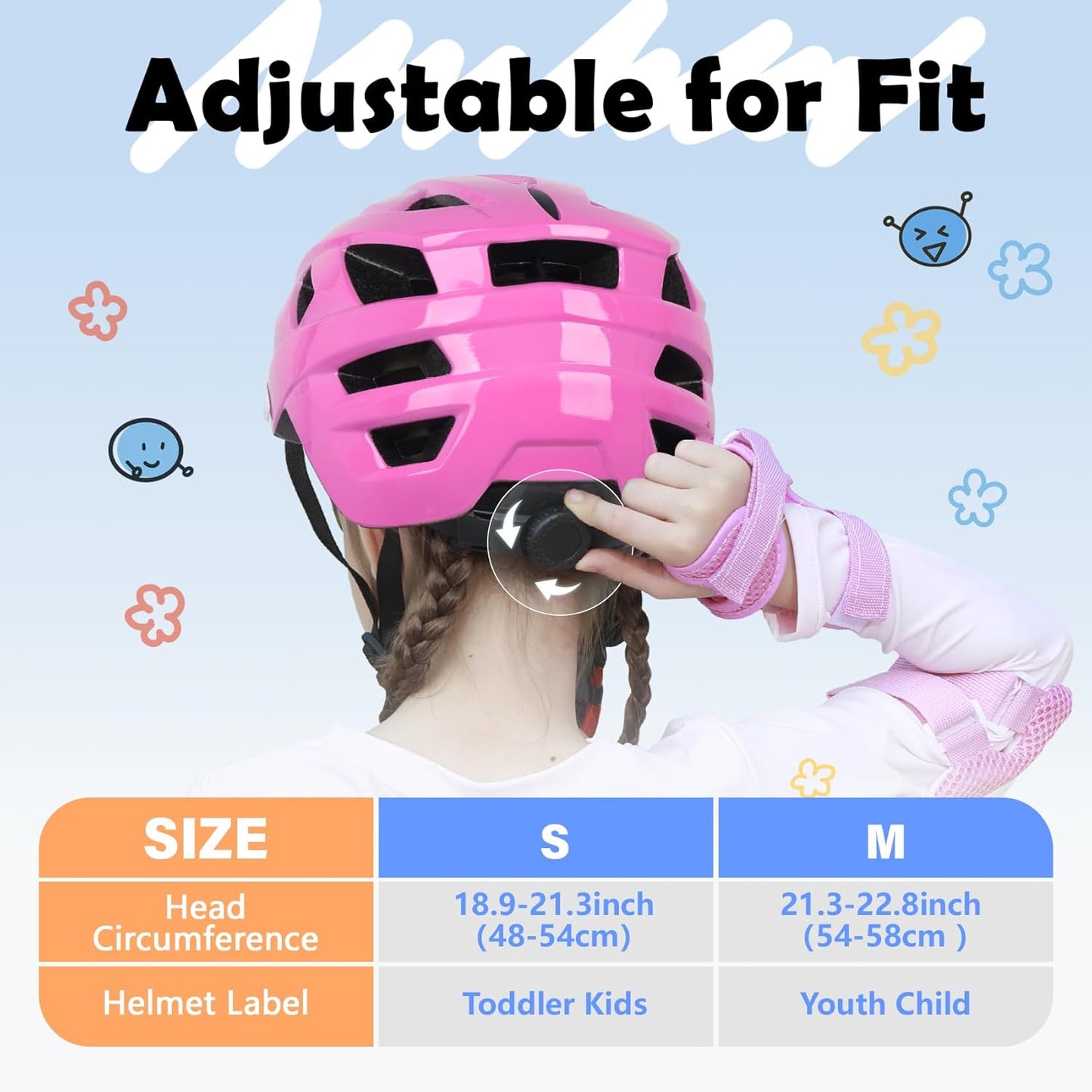 Kids Bike Helmet, 2 Size Adjustable for Youth Toddler Boys & Girls 3-5-8-10-12-14 Years, Child Helmets with Visor for Skating Cycling Scooter