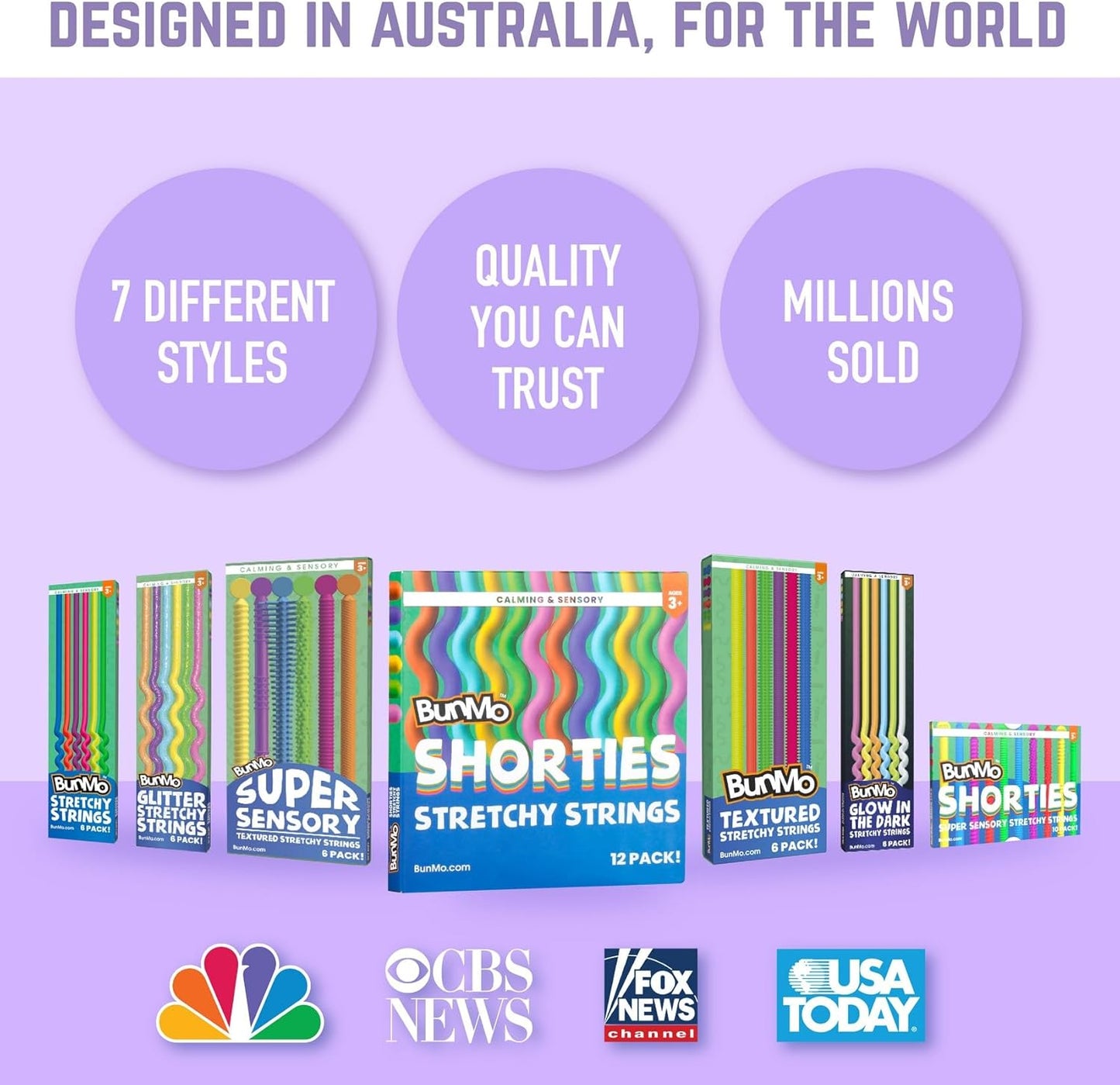 BUNMO Stretchy Strings - Sensory Toys for Toddlers 1-3 - Stimulating & Addictive Sensory Toys for Kids with Autism - Fidget Toy for Anxiety & Stress Relief - Hours of Fun for Kids - Mini Smooth 12pk