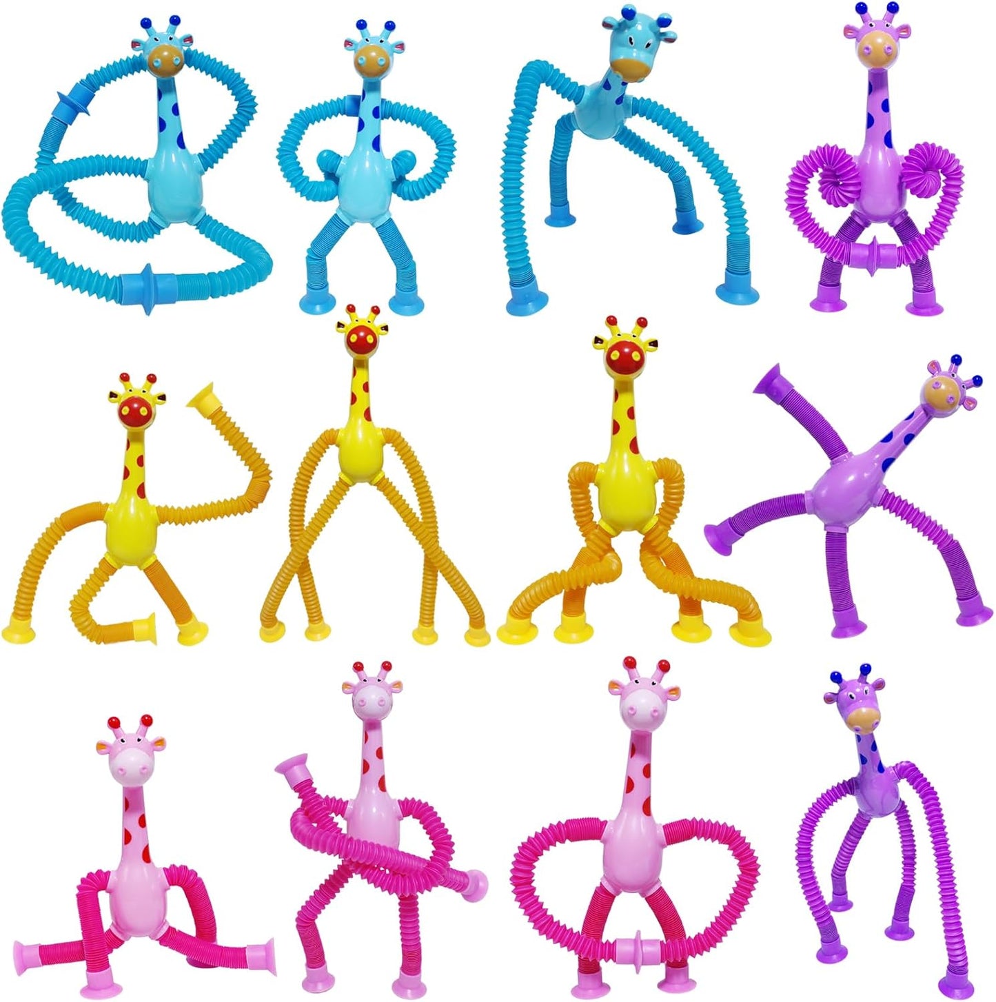8Pcs Telescopic Suction Cup Giraffe Toys, Suction Pop Tubes Giraffe Sensory Toys, Pop Fidget Toys for Toddler Travel, Easter Basket Stuffers Party Favor Birthday for Kids Boys Girls