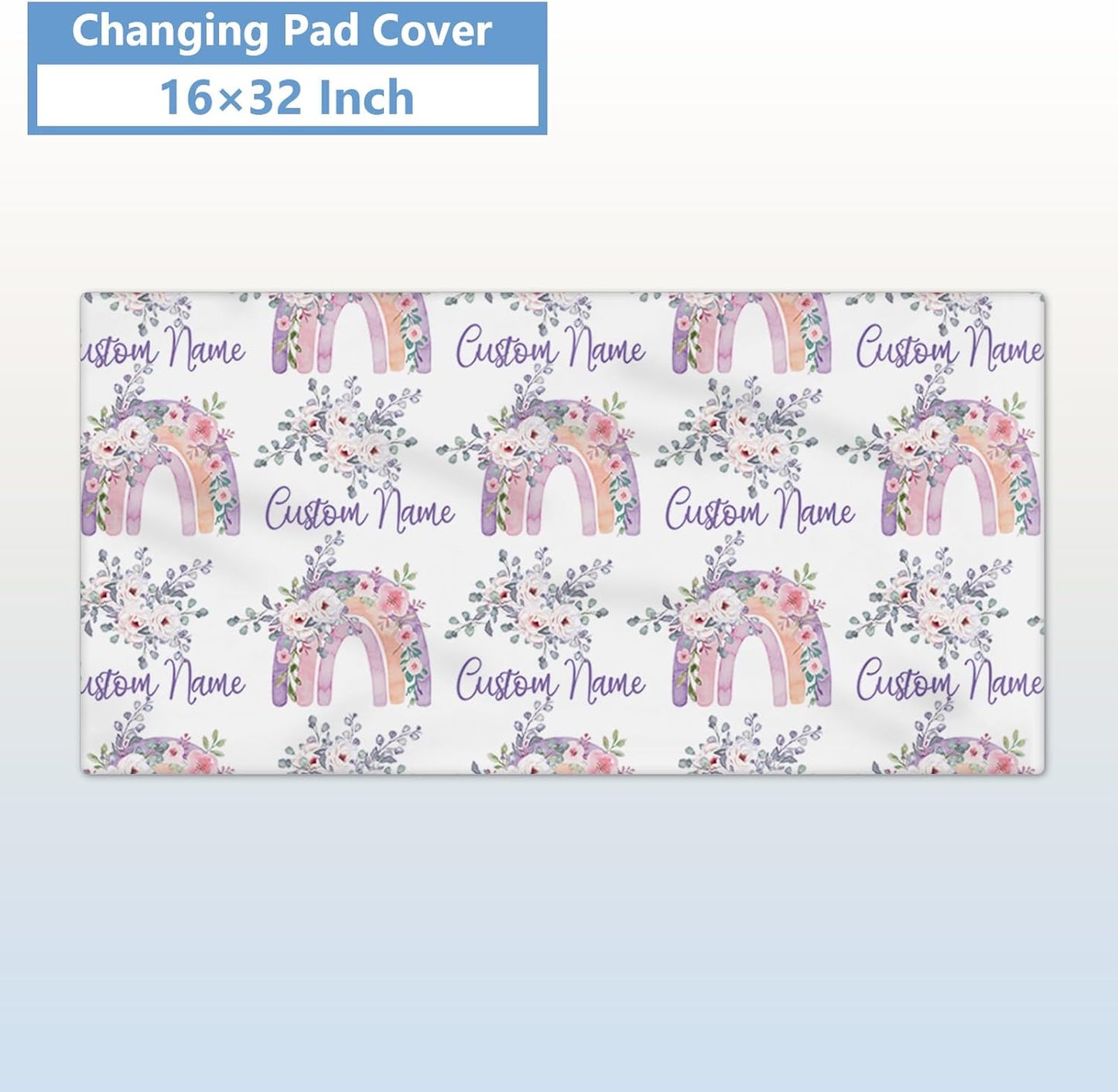 Personalized Baby Bedding Set, 5 Pcs Custom Baby Crib Set with Name, Soft Flannel Rainbow Crib Bedding Set for Girls, Double Layer Nursery Bedding Set, Infant Toddler Bedding Set Parents Gift