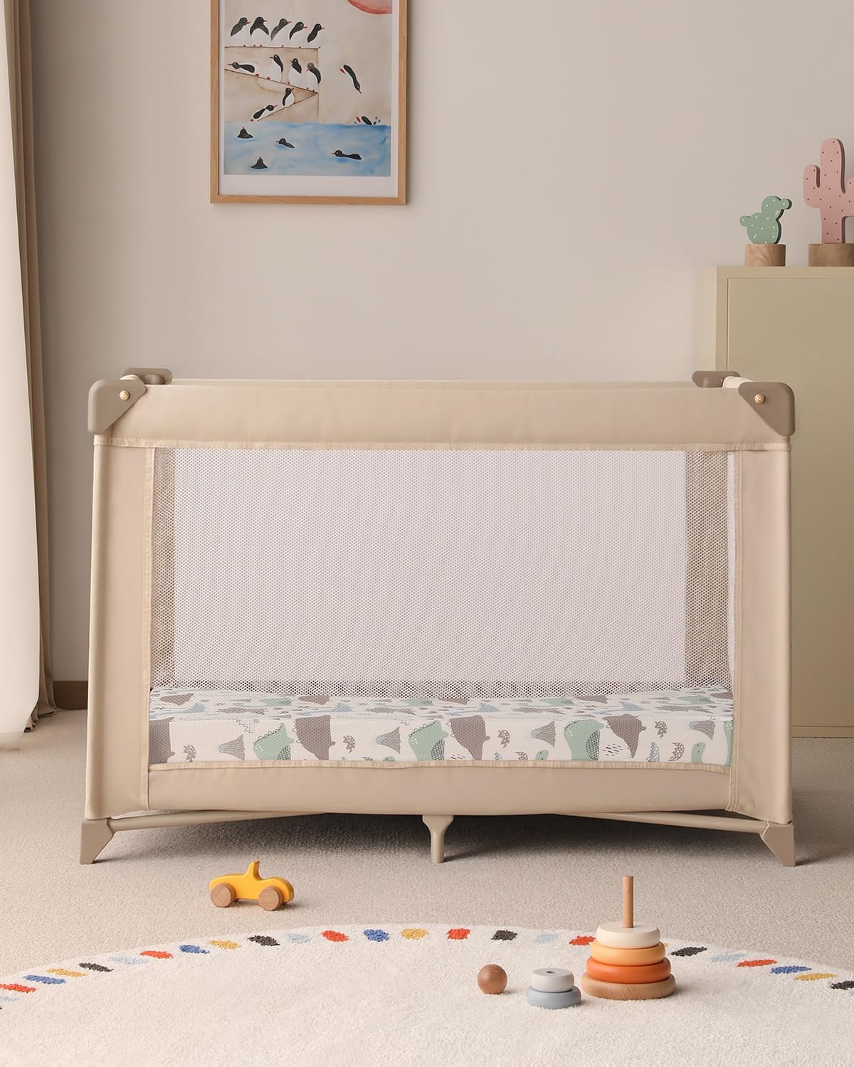 Yoofoss Baby Pack and Play Sheets 2 Pack for Boys and Girls - 38x26 Mini Crib Sheets Fitted Neutral Compatible with Graco Pack n Play Mattress,Ultra Soft Breathable Microfiber Dark Blue Dinosaurs