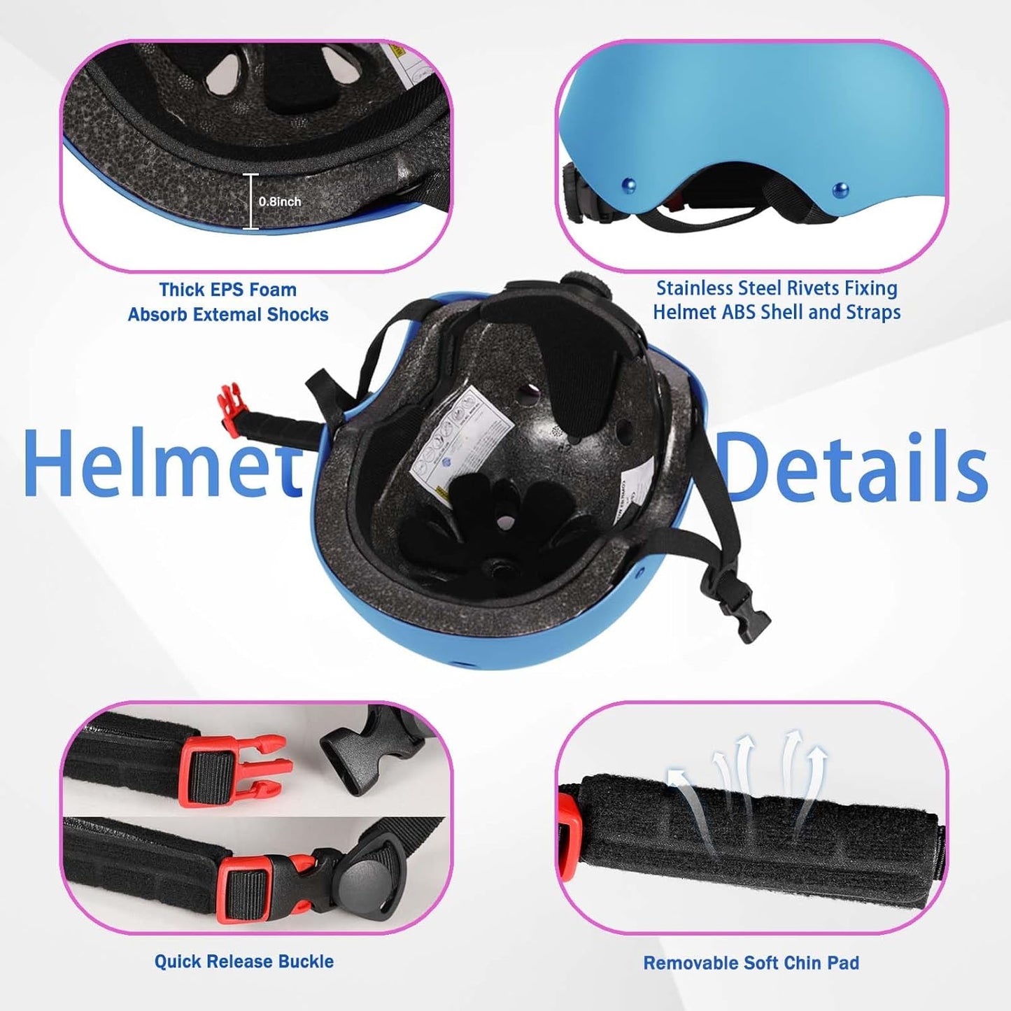 Kids Bike Helmet Set Adjustable Helmet for Ages 3-15 Kids Toddler Boys Girls Youth, Multi-Sport Bicycle Skateboarding Football Rollerskating Scooter Rollerblade Balance Bike Helmets