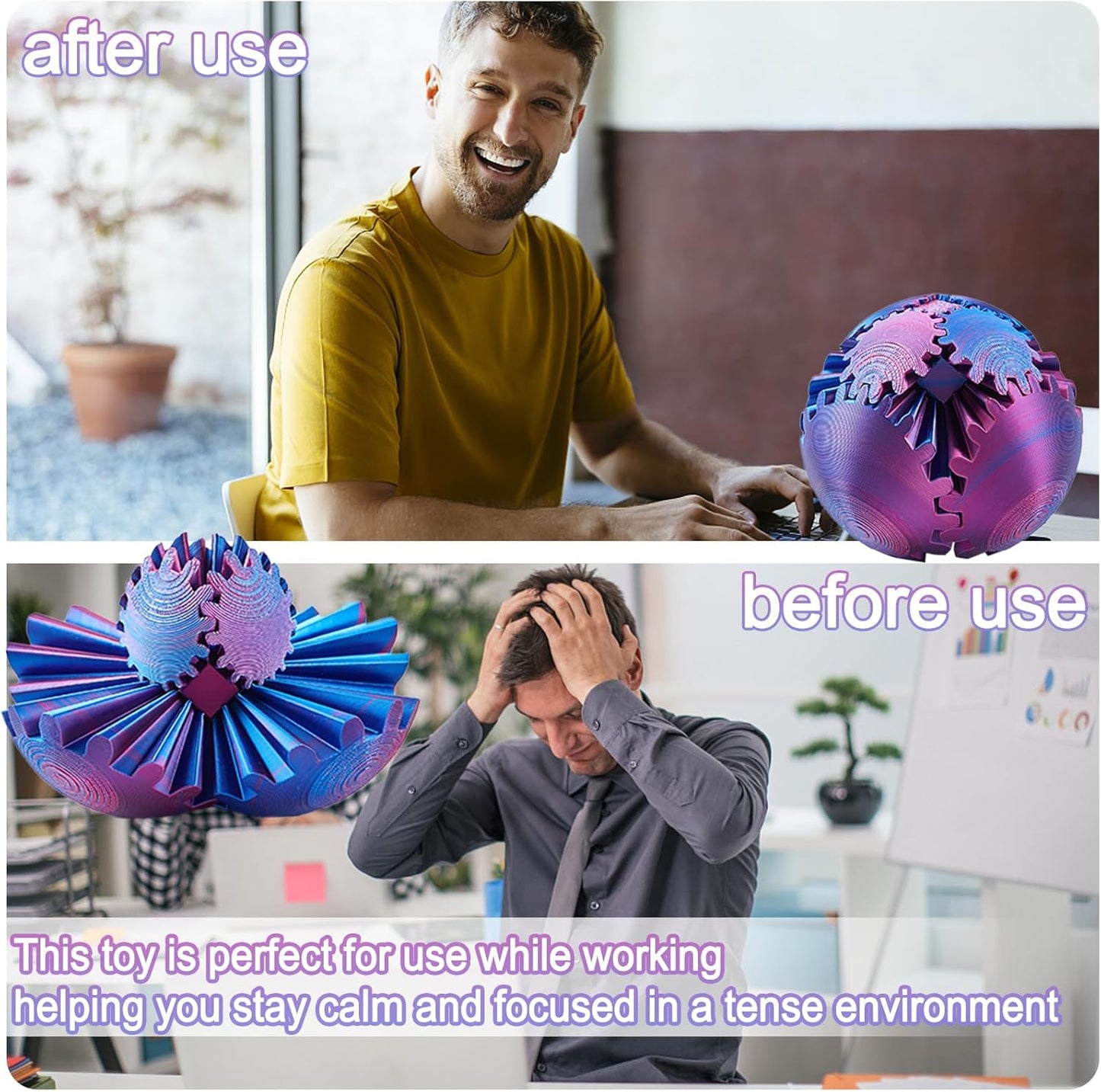 Gear Ball - Steampunk Spin Miracle Fidget, Fidget Gear Ball, 3D Printed Gear Ball Spin Ball Gear Fidget Toy, Hand Spin Ball for Stress and Anxiety (Green)