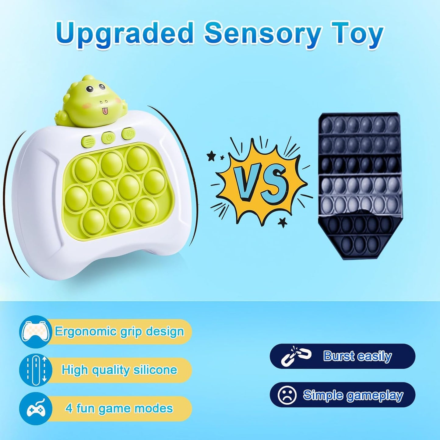 Quick Push Fidget Toy for Kids Adults, KAXANPI Fast Speed Pushing Game Console, Handheld Push Bubble Stress Relief Toy Green