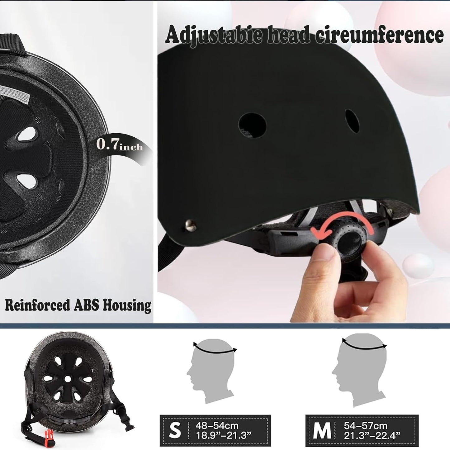 Kids Helmet,Toddler Skateboard Helmets for Ages 2-3-5-8-14 Years Boys Girls with Knee and Elbow Pads Wrist Guards fit Roller Skates,Skateboarding,Skating Scooter Adjustable Kids Helmet