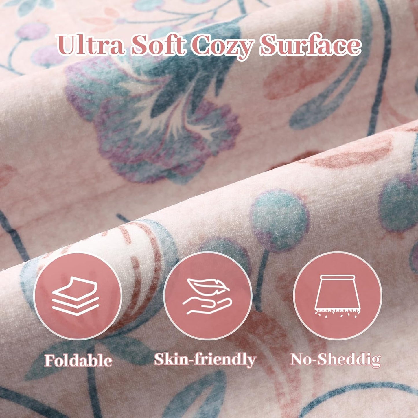 Anidaroel 5x7 Area Rugs for Living Room, Washable Pink Floral Rugs for Bedroom Girls, Soft Boho Nursery Rugs for Kids Playroom, Non Slip Low Pile Indoor Carpet for Bedside Dorm, Pink/Multi