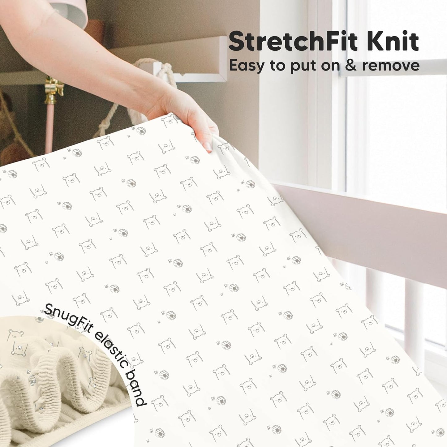 KeaBabies 2-Pack Baby Crib Sheets for Boys, Girls - 52x28 Viscose Derived from Bamboo Toddler Bed Sheets Neutral, Fitted Crib Mattress Cover for Standard Baby Bedding, Soft & Cozy (Bumble Bear)