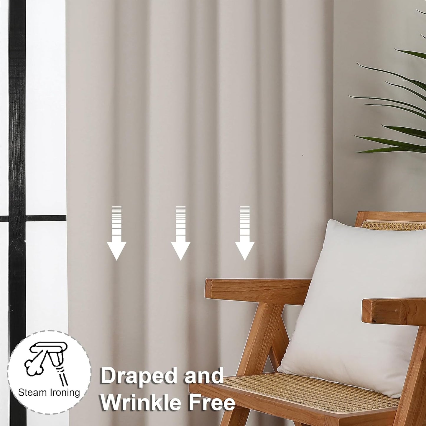 Simplebrand Ava Natural Short Blackout Curtains for Bedroom 45 Inches Long 2 Panels Set, Solid Thermal Insulated, Energy Saving Window Treatment Curtains Blackout Drapes, W40 x L45 Inch, Natural