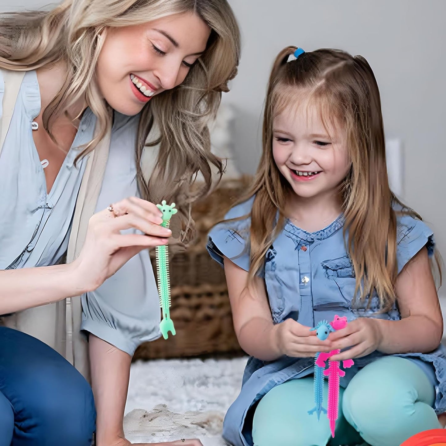 40 Pcs Stretchy Fidget String Toy,Stress Relief and Anti-Anxiety Toy,Colorful Sensory Plaything for Kids,Boys,Girls,Adults,Goodie Bag Fillers,Party Favor,Children's Day Gift(Animal)